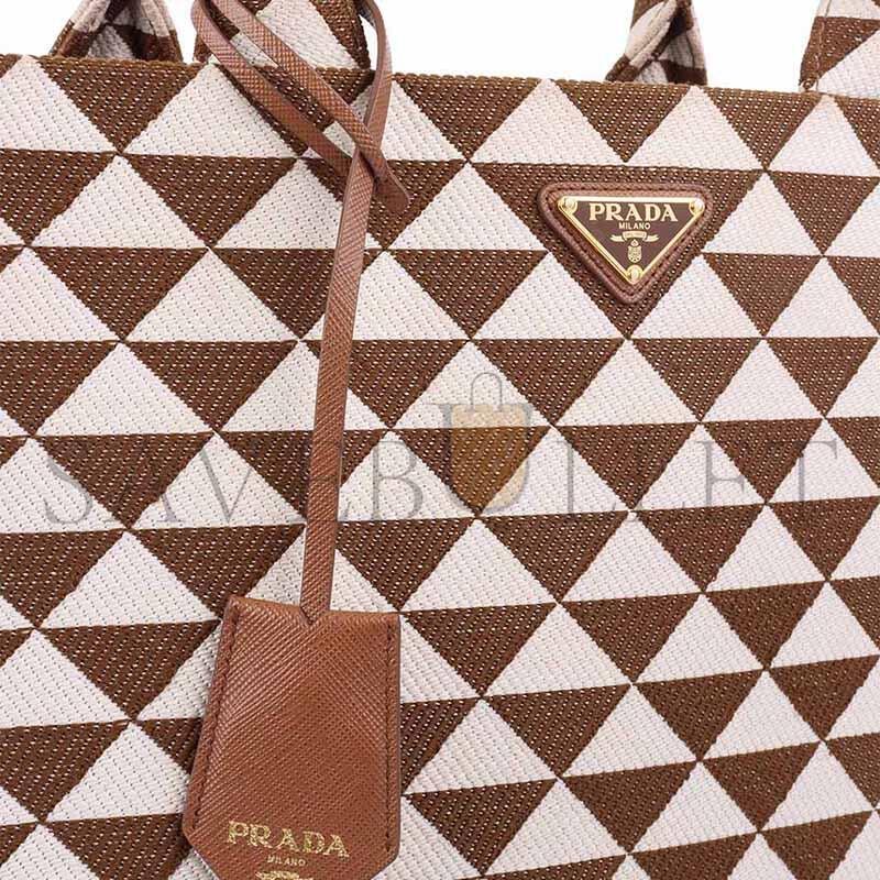 PRADA BROWN CREAM LARGE SYMBOLE TOTE 1BA356 (39*31*11cm) 